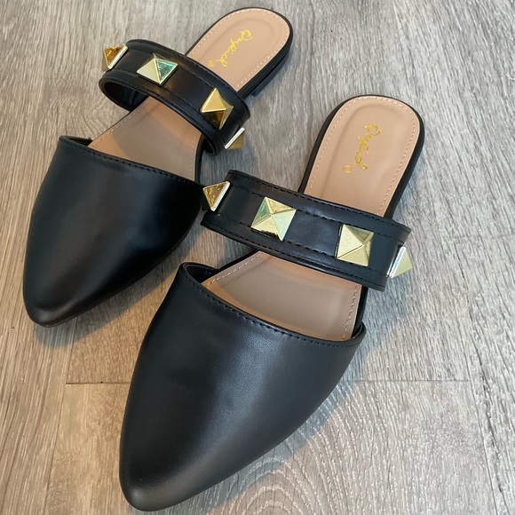Qupid Denim Slingback Mule Wooden Wedge